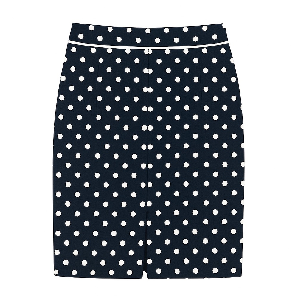 Vintage Eloquii Navy and White Polka Dot Pencil Skirt 50s/60s Retro - Picture 3 of 12